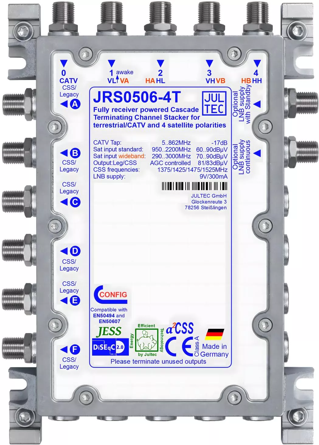 JULTEC JRS0506-4T Unicable-MS für 1 (Breitband 2) Satelliten-Artikelnummer-170 203 65-von-Jultec GmbH