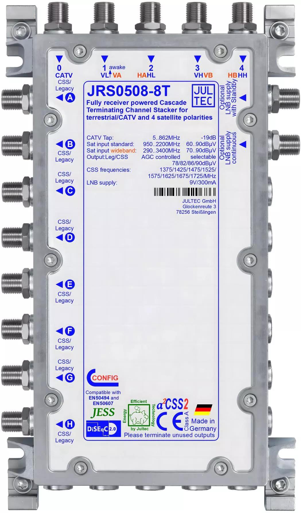 JULTEC JRS0508-8T Unicable-MS für 1 (Breitband 2) Satelliten-Artikelnummer-170 322 83-von-Jultec GmbH