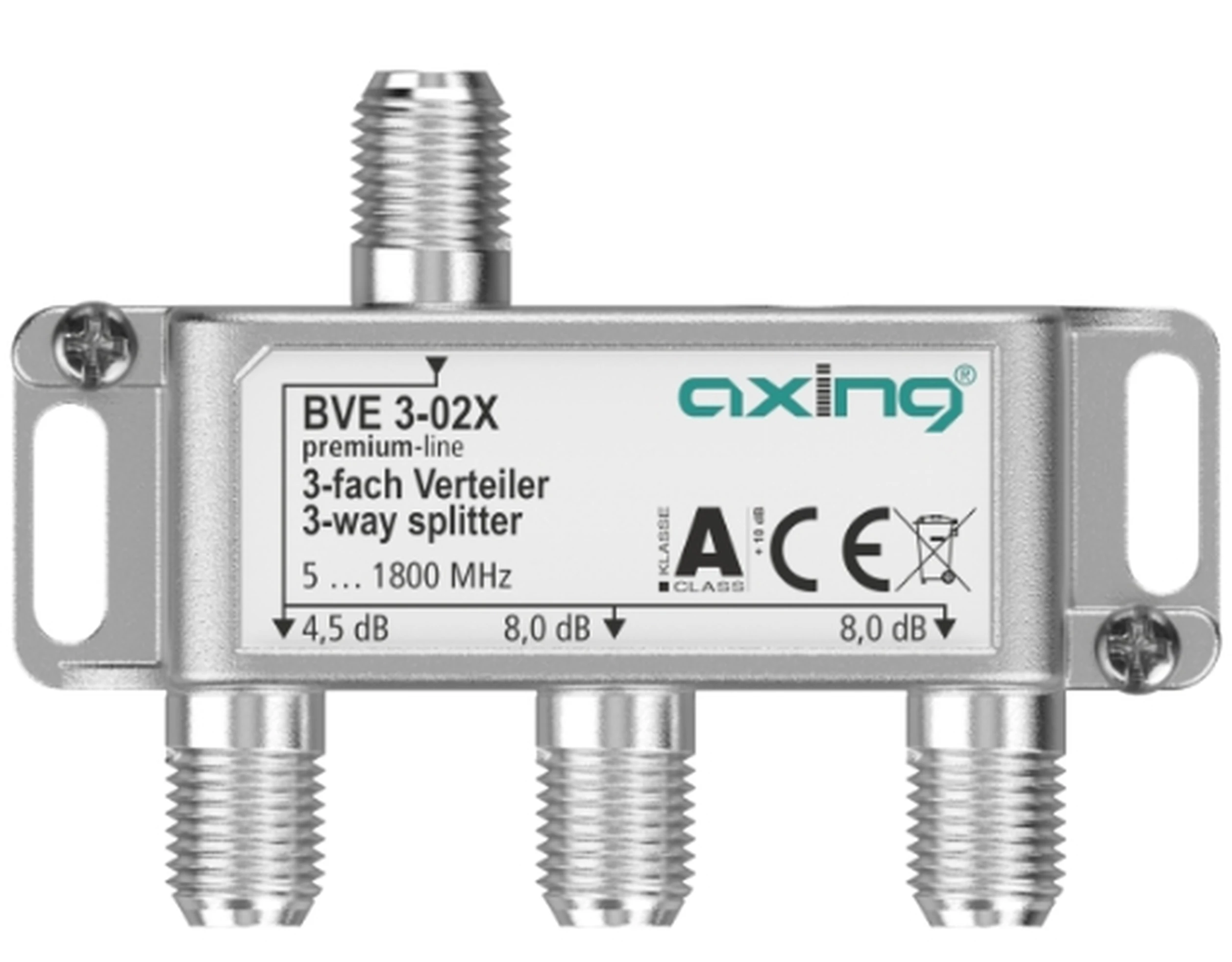 AXING BVE 3-02X 3-fach Verteiler (unsymmetrisch) | 4,5/8/8 dB | 5 … 1800 MHz-Artikelnummer-061 003 17-von-Axing