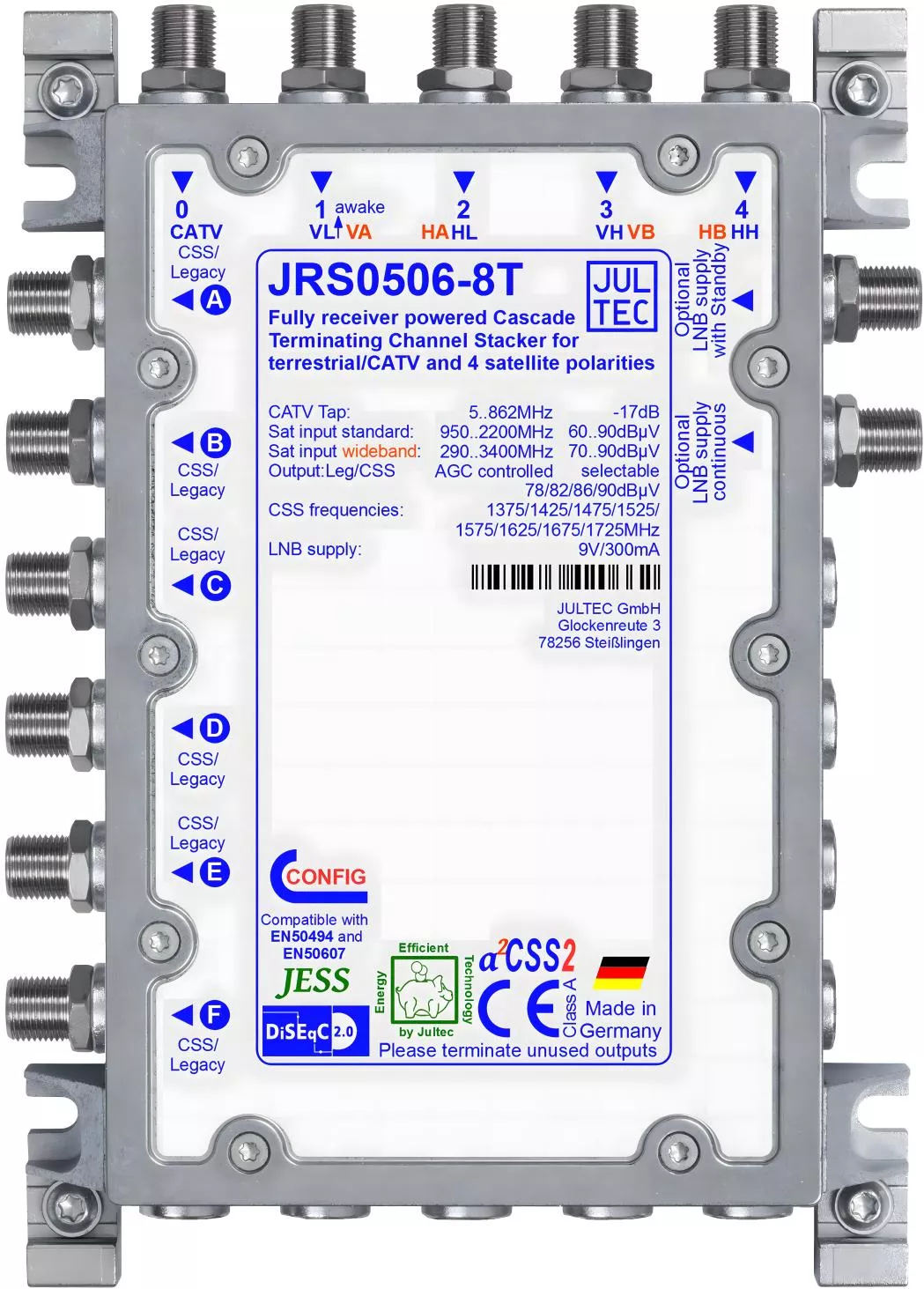 JULTEC JRS0506-8T Unicable-MS für 1 (Breitband 2) Satelliten-Artikelnummer-170 322 69-von-Jultec GmbH
