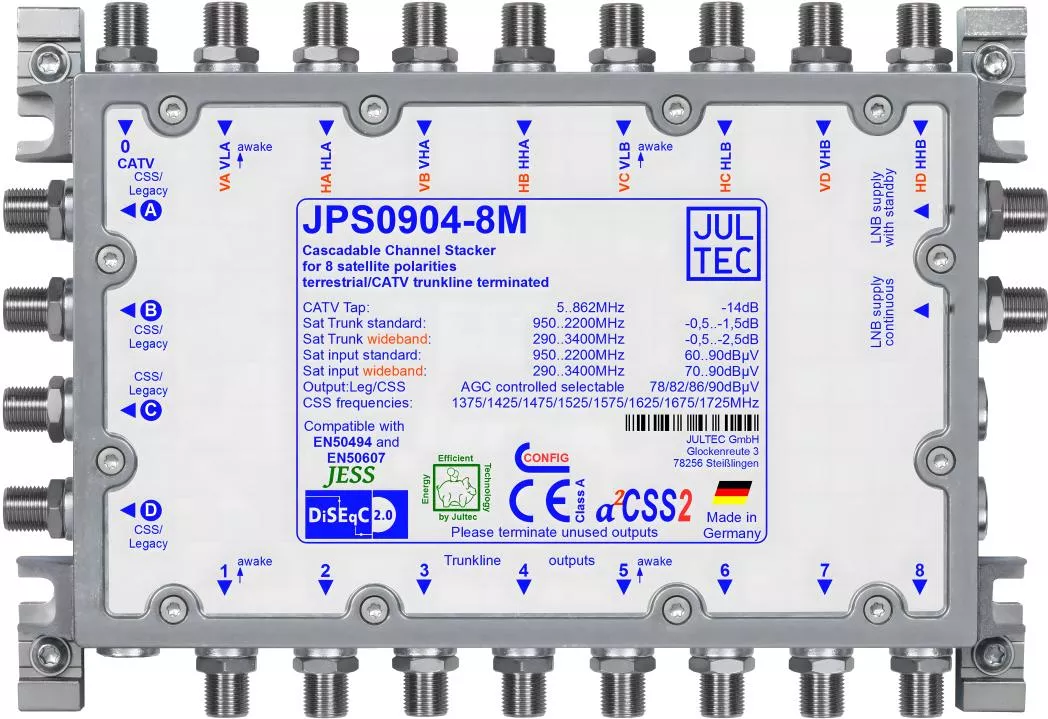JULTEC JPS0904-8M Unicable-MS für 2 (Breitband 4) Satelliten-Artikelnummer-170 308 69-von-Jultec GmbH