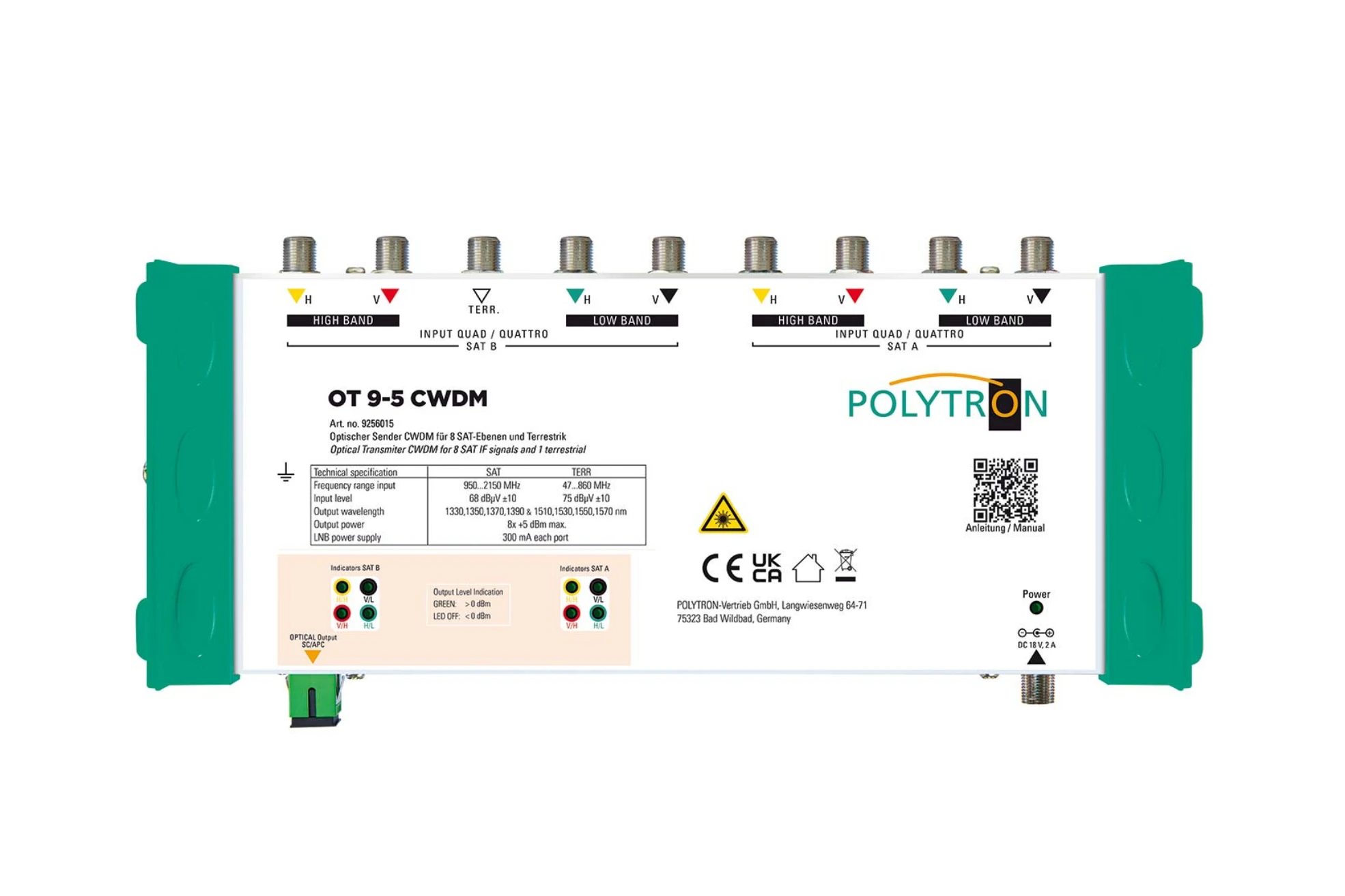 Polytron OT 9-5 CWDM Optischer Sender für 2 Satelliten -Artikelnummer-1009256015-von-Polytron