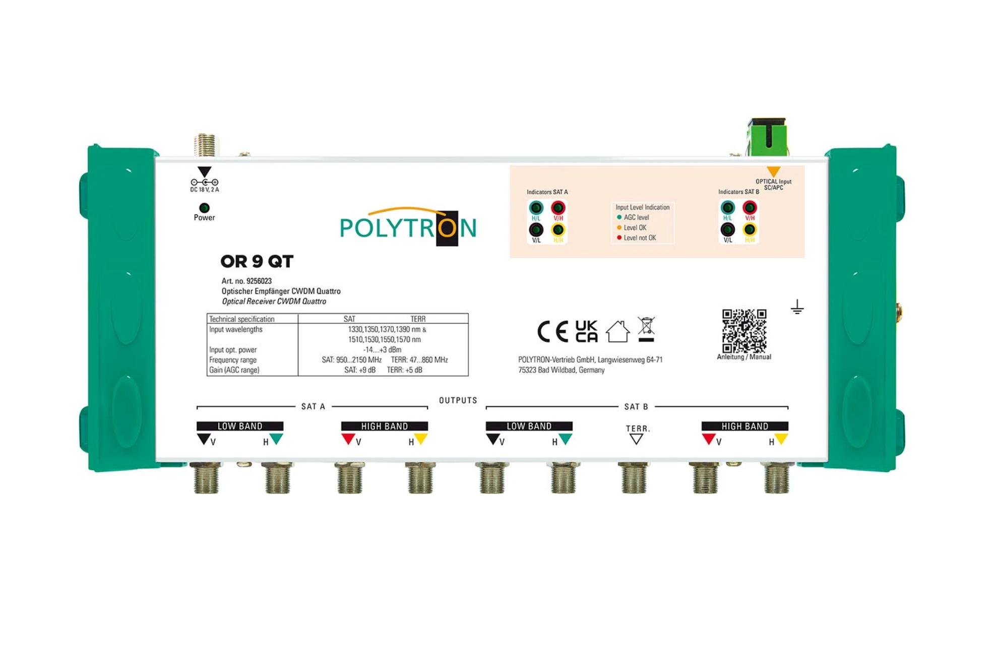 Polytron OR 9 QT Optischer Empfänger für 2 Satelliten -Artikelnummer-1009256023-von-Polytron