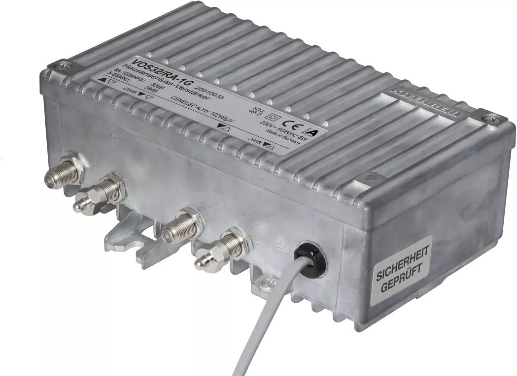 Kathrein VOS 32/RA-1G - Hausanschluss-Verstärker 26/32 dB, 5-65/85-1006 MHz, Rückweg 28 dB Kathrein VOS 32/RA-1G - Hausanschluss-Verstärker 26/32 dB, 5-65/85-1006 MHz, Rückweg 28 dB-Artikelnummer-086 910033-von-Kathrein