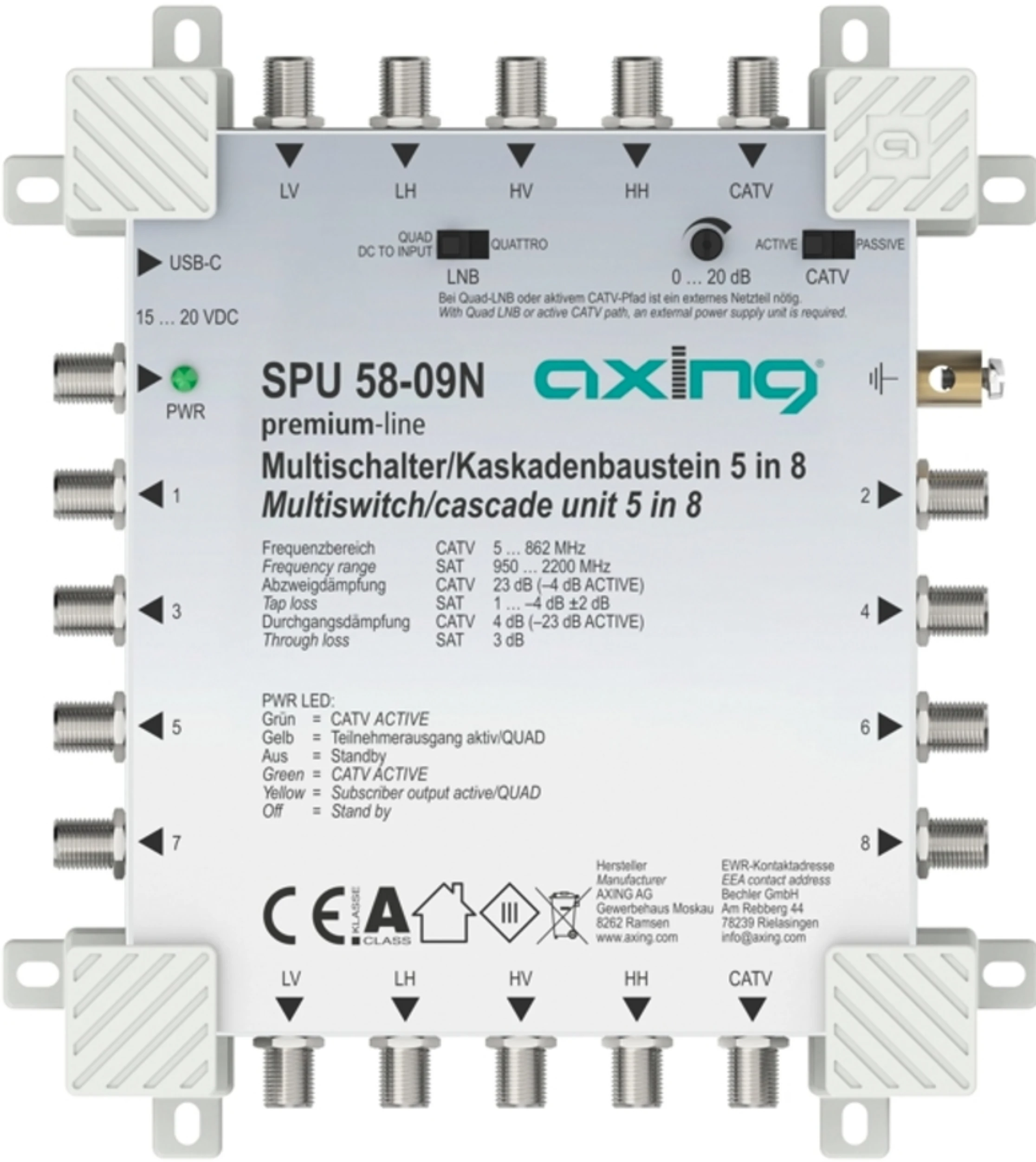 Axing SPU 58-09N Multischalter Stand-Alone/Kaskadenbaustein premium-line  -Artikelnummer-061 004 01-von-Axing