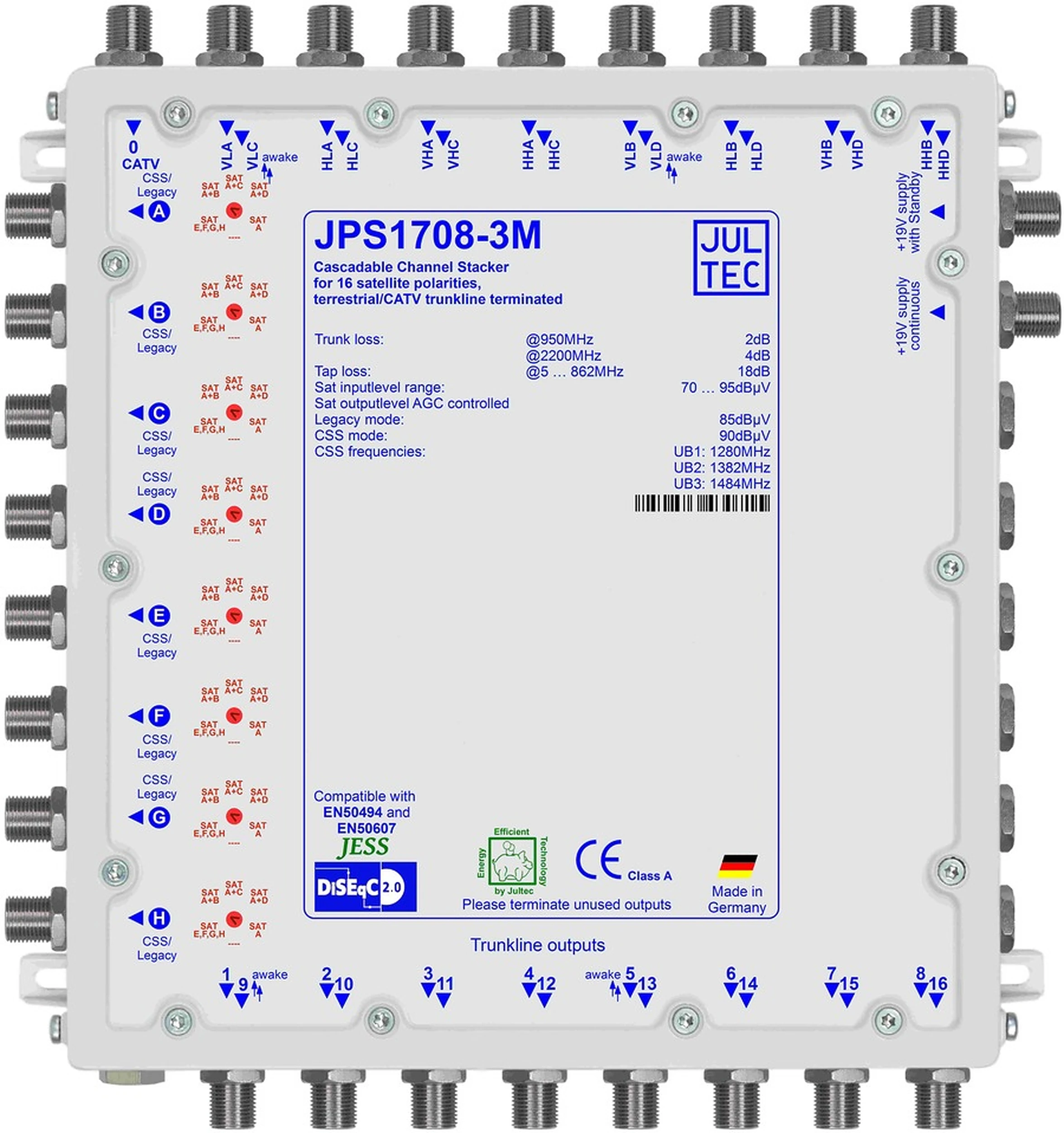 JULTEC JPS1708-3M Unicable-MS für 4 (Breitband 8) Satelliten-Artikelnummer-170 307 15-von-Jultec GmbH