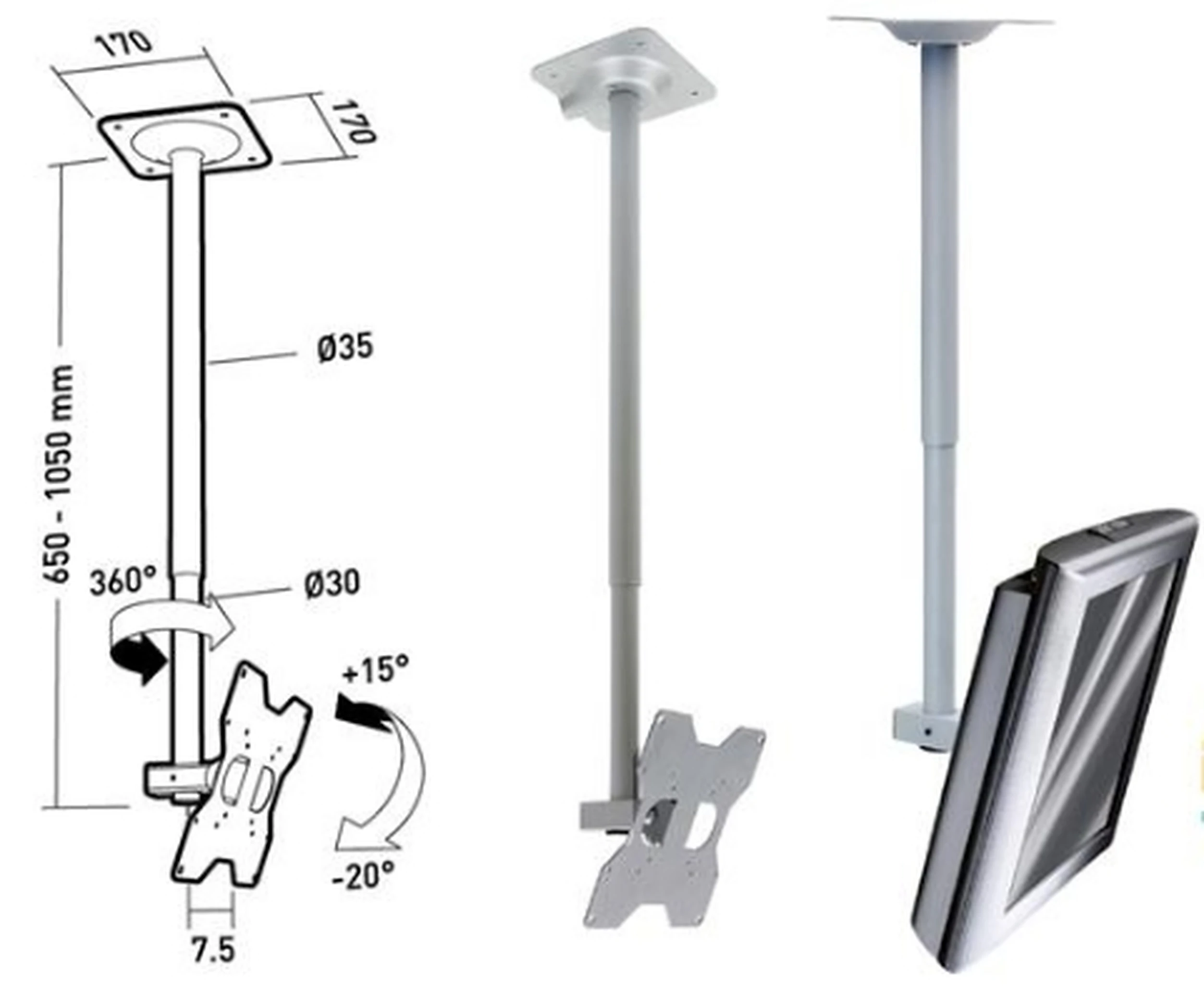Erard TV Deckenhalter 2405 für LCD-TV Erard TV Deckenhalter 2405 für LCD-TV-Artikelnummer-310 002405-von-VCM