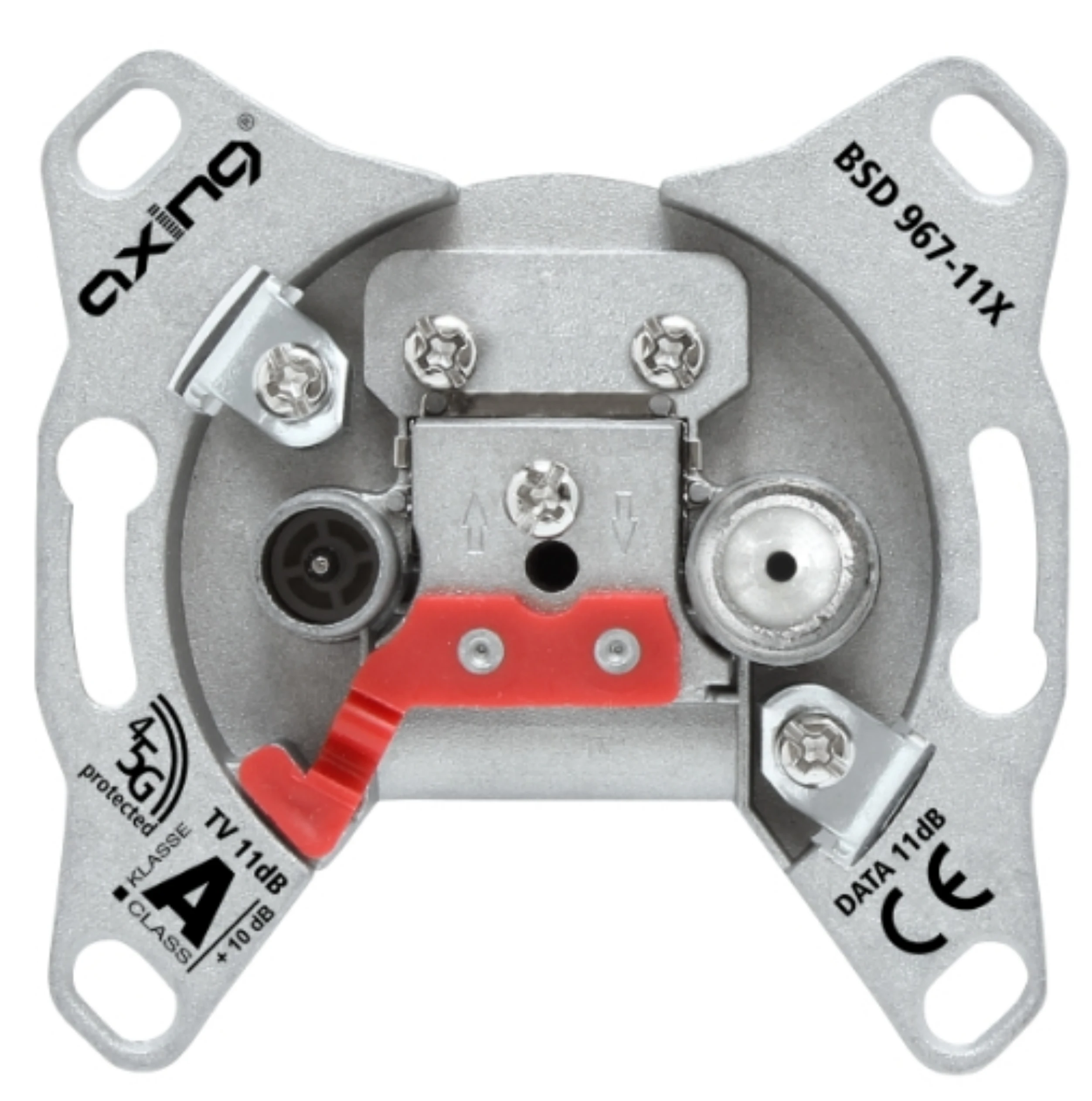 Axing BSD 967-11X Multimedia-Durchgangsdose 11 dB | 5 … 1800 MHz | CATV | DATA  -Artikelnummer-056 001 22-von-Axing