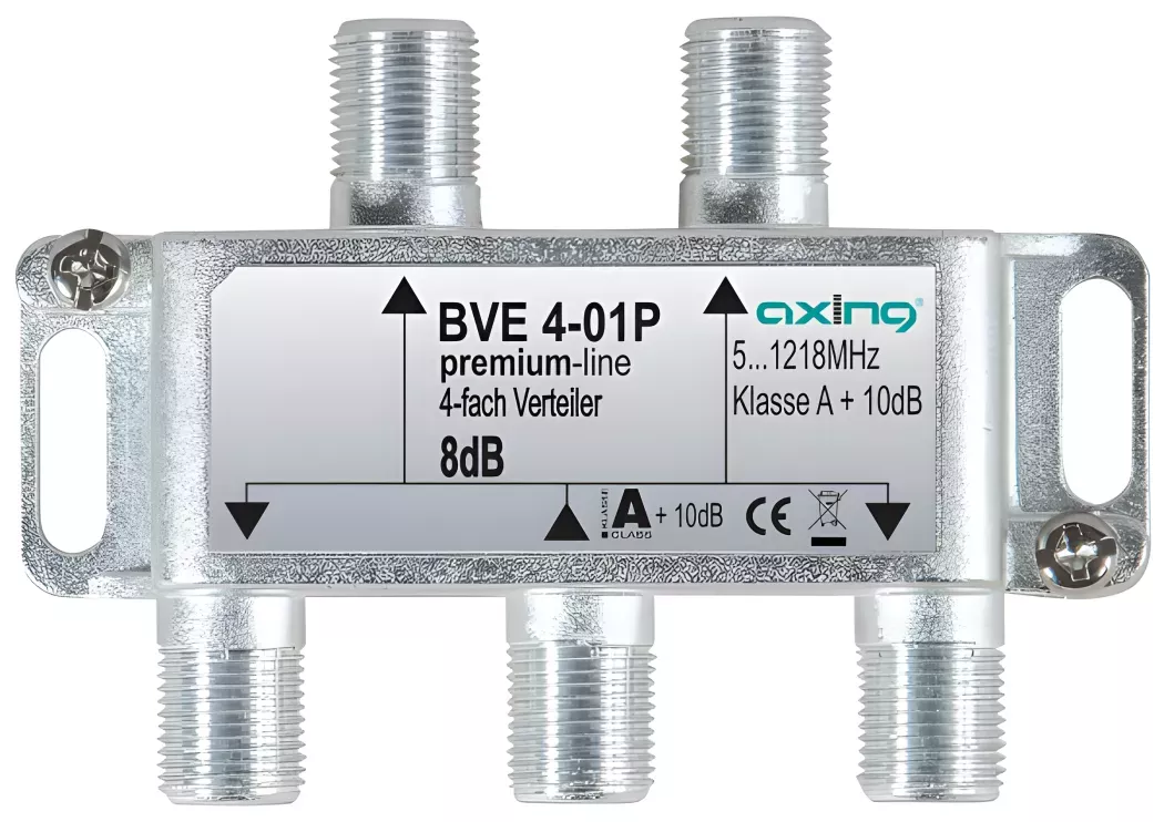 Axing BVE 4-01P 4-fach Verteiler | 5…1218 MHz | Bauform 01 Axing BVE 4-01P 4-fach Verteiler | 5…1218 MHz | Bauform 01-Artikelnummer-061 003 03-von-Axing